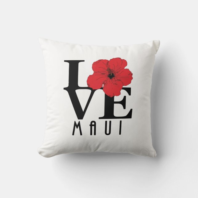 LOVE Maui Red Hibiscus Kussen (Voorkant)