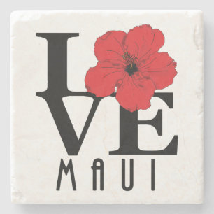 LOVE Maui Red Hibiscus Stenen Onderzetter