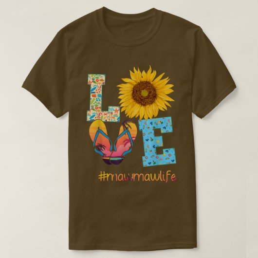 LOVE Mawmaw Life Teenslippers Sunflower Summer Mot T-shirt (Design voorkant)