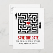 Love Maze Save the Date Briefkaart (Voorkant / Achterkant)