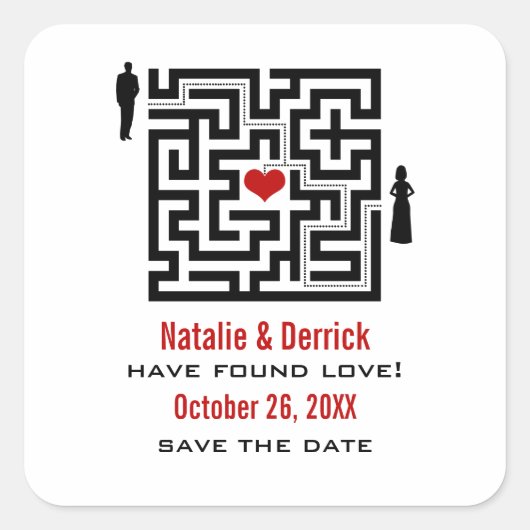 Love Maze Save the Date Stickers (Voorkant)