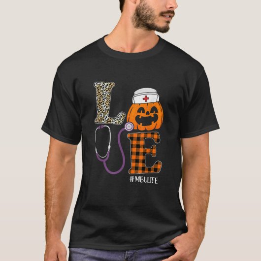 Love MBU Nurse Leopard Pumpkin Halloween Nurse Cos T-shirt (Voorkant)
