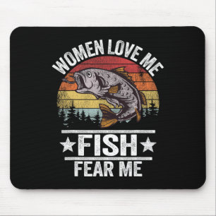 Love Me Fish Fear Me Mannen Fisher Funny Fish Muismat