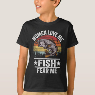 Love Me Fish Fear Me Mannen Fisher  Funny Fish T-shirt