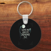 Love Me Like Demons Gothic Maan Sleutelhanger (Voorkant)