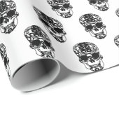 Love Me Skull Wrapping_white Cadeaupapier (Rol Hoek)