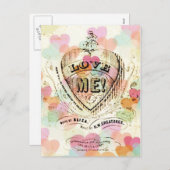 Love Me Snoep Hearts Valentijn Briefkaart (Voorkant / Achterkant)