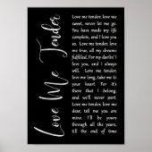 Love Me Tender Black Script Song Lyric Print (Voorkant)