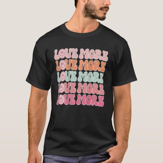 Love Meer Happy Face Good Day Retro citeert woorde T-shirt (Voorkant)