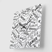 LOVE - Meertalige -  internationaal Vierkante Klok (Hoek)