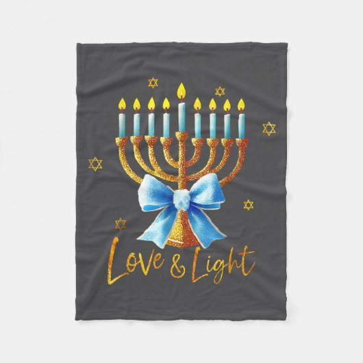 Love Menorah Chanukah Light Hanukkah Blue Coquette Fleece Deken (Voorkant)