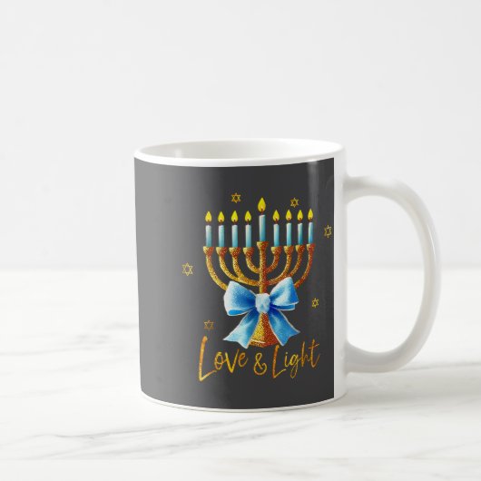 Love Menorah Chanukah Light Hanukkah Blue Coquette Koffiemok (Rechts)