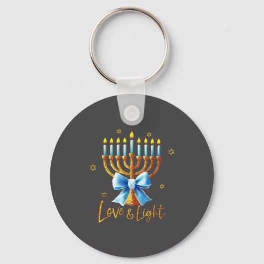 Love Menorah Chanukah Light Hanukkah Blue Coquette Sleutelhanger (Voorkant)