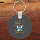 Love Menorah Chanukah Light Hanukkah Blue Coquette Sleutelhanger (Voorkant)