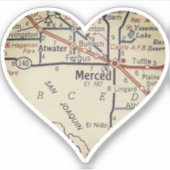 Love Merced CA  kaart Sticker (Voorkant)