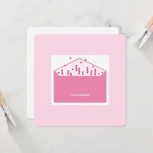 Love Message Pink Hearts Minimalist Cute Funny   (Voorkant / Achterkant in situ)