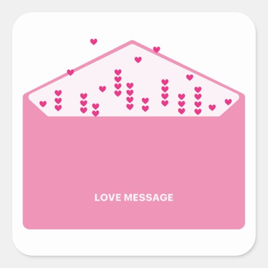 Love Message Pink Hearts Minimalist Cute Funny   Vierkante Sticker (Voorkant)