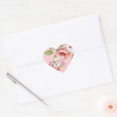 Love Message with Pink Flowers Custom Hart Sticker (Envelop)