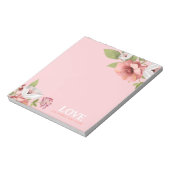 Love Message with Pink Flowers Custom Notitieblok (Linkerzijde)