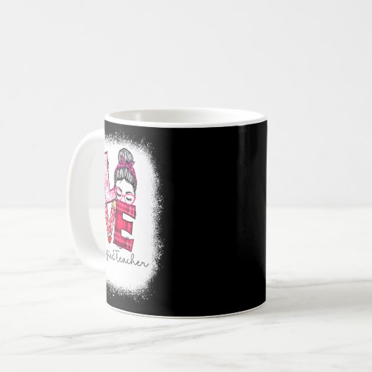 Love Messy Bun Ed Teacher Valentines Day Matching  Koffiemok (Voorkant links)