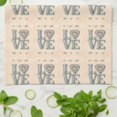 LOVE, met de hand getrokken met pijlen en hart - k Theedoek (Gevouwen)