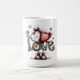 LOVE met Hart Karakters Illustratie Koffiemok