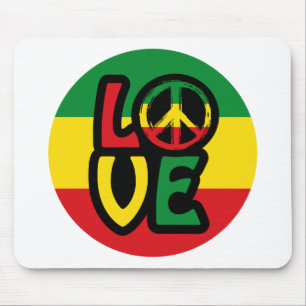 LOVE met vredessymbool, reggae stijl Muismat