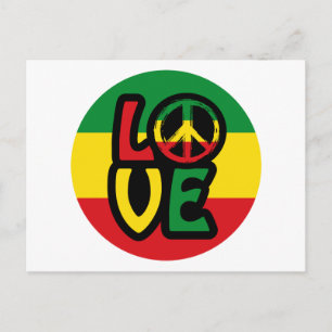 LOVE met vredesymbool, reggaasstijl Briefkaart