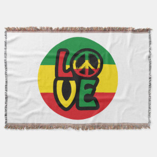 LOVE met vredesymbool, reggaasstijl Deken