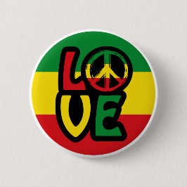 LOVE met vredesymbool, reggaasstijl Ronde Button 5,7 Cm