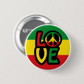LOVE met vredesymbool, reggaasstijl Ronde Button 5,7 Cm (Voorkant /achterkant)