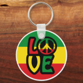 LOVE met vredesymbool, reggaasstijl Sleutelhanger (Voorkant)