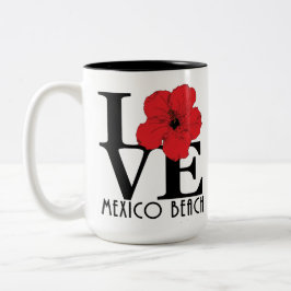 LOVE Mexico Beach 15oz Red Hibiscus Tweekleurige Koffiemok