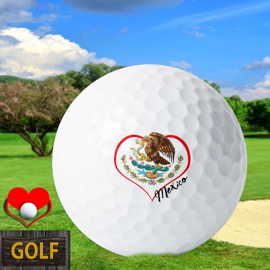 Love Mexico Golf Balls, Mexicaanse vlag, Heart Golfballen