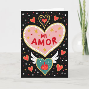 Love Mi Amor Vlammende Hart Kaart