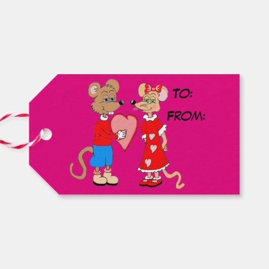 Love Mice Valentijnsdag Gift Labels Cadeaulabel (Achterkant Horizontaal)