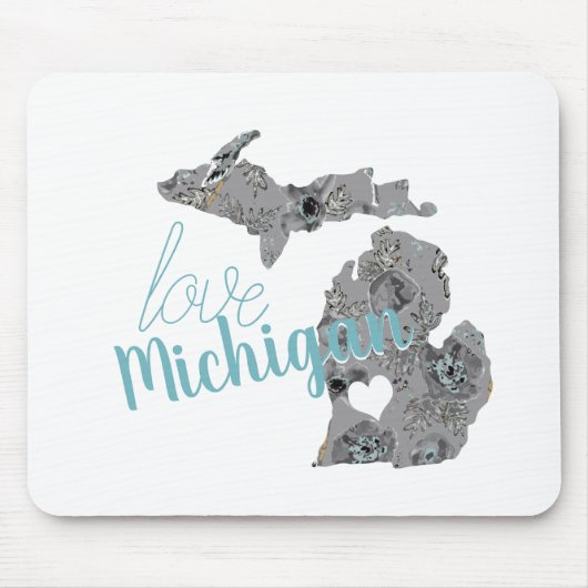 Love Michigan Floral Fred Silhouette Muismat (Voorkant)
