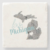 Love Michigan Floral Fred Silhouette Stenen Onderzetter (Voorkant)