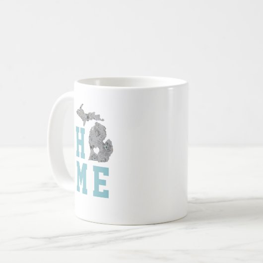 Love Michigan Home with Grey and Blue Poppies Koffiemok (Voorkant links)