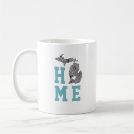 Love Michigan Home with Grey and Blue Poppies Koffiemok