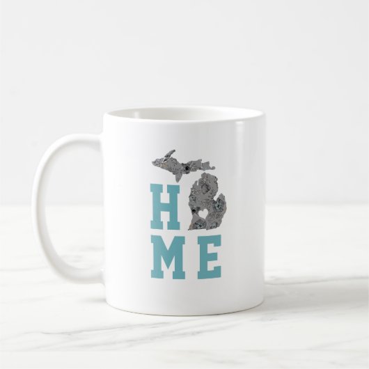 Love Michigan Home with Grey and Blue Poppies Koffiemok (Links)