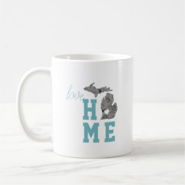Love Michigan Home with Grey and Blue Poppies Koffiemok