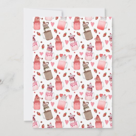 Love Milkshake Valentijns's Party Invite Kaart (Achterkant)