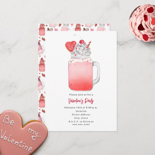 Love Milkshake Valentijns's Party Invite Kaart
