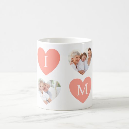 Love Mimi Grandmoeder Pink Heart Photos Collage Koffiemok (Center)