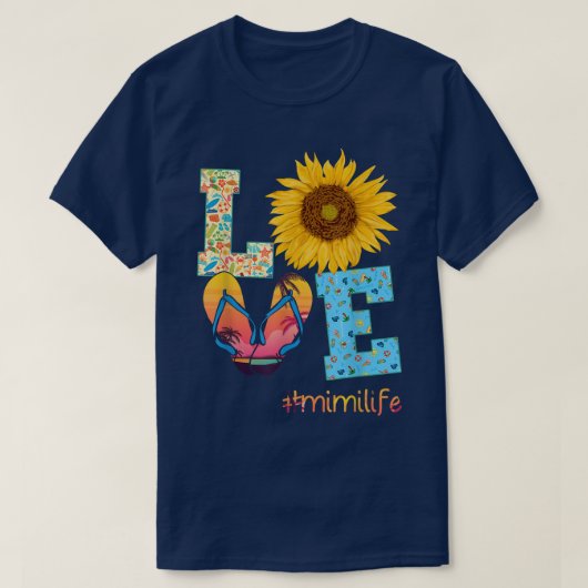 LOVE Mimi Life Teenslippers Hippie Sunflower T-shirt (Design voorkant)