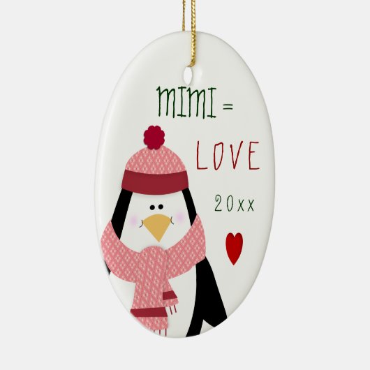 Love MIMI Penguin kerstcadeau Keramisch Ornament (Rechts)