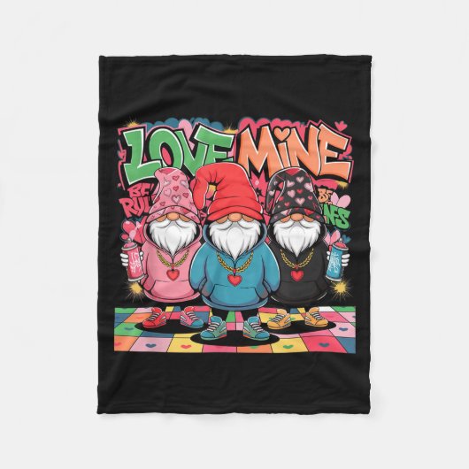 Love Mine Gnomes Urban Street Art Valentines Graff Fleece Deken (Voorkant)