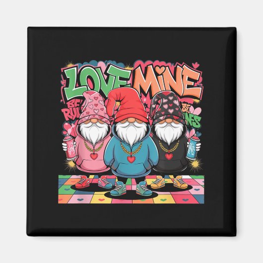 Love Mine Gnomes Urban Street Art Valentines Graff Magneet (Voorkant)