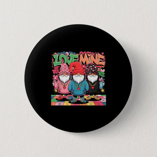 Love Mine Gnomes Urban Street Art Valentines Graff Ronde Button 5,7 Cm (Voorkant)